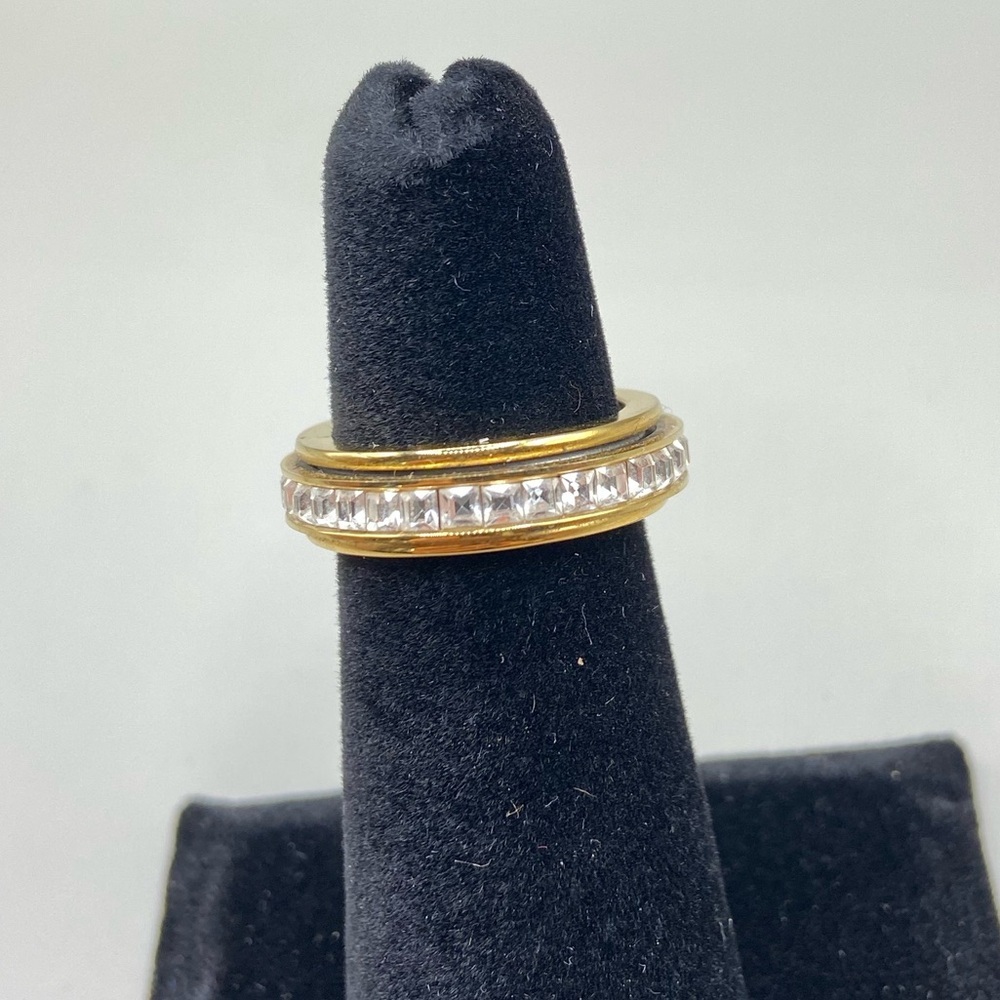 Gold Tone Crystal Spinner Ring - Picture 2 of 6